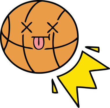 Bir insan tarafından çizilmiş şirin bir basketbol karikatürü.