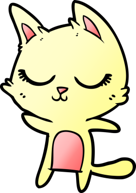 Bir insan tarafından çizilmiş sakin çizgi film kedisi.