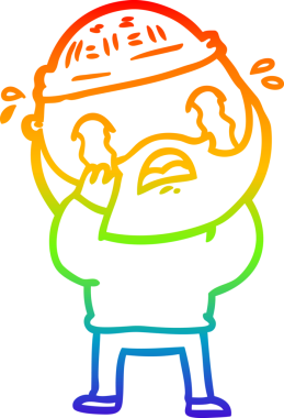 Bir insan tarafından çizilmiş ağlayan sakallı bir adamın çizimi.