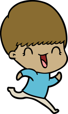 Bir insan tarafından çizilmiş mutlu çizgi film çocuğu.