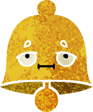 Bir insan tarafından çizilmiş bir çanın retro çizim tarzı karikatürü