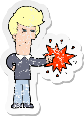 Bir insan tarafından çizilmiş karikatür adamın gerilmiş çıkartması.