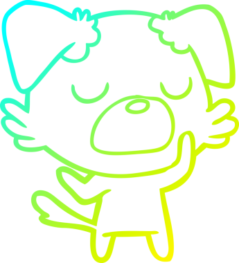 Bir insan tarafından çizilen çizgi film köpeğinin soğuk gradyan çizgisi.