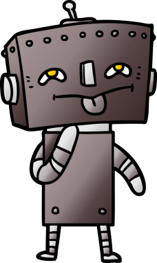 Bir insan tarafından çizilmiş çizgi film robotu