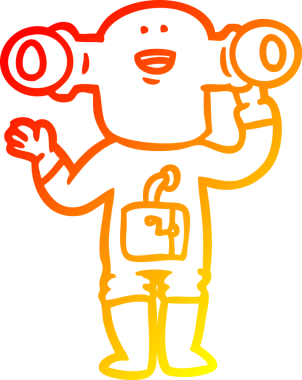 Bir insan tarafından çizilen dost canlısı bir uzaylı çizgi filminin çizimi.