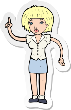 Bir insan tarafından çizilmiş fikri olan bir karikatür kadının çıkartması.