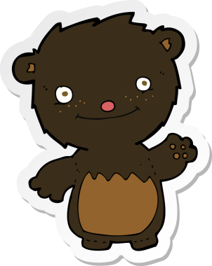 Bir insan tarafından çizilmiş siyah ayı yavrusu sallayan bir çizgi filmin çıkartması.