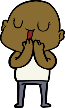 Bir insan tarafından çizilmiş mutlu, kel adam.