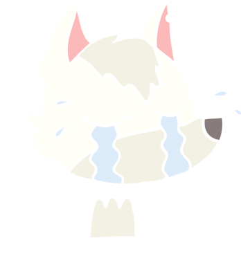 Bir insan tarafından çizilmiş düz renkli ağlayan kurt resmi.