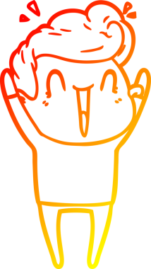 Bir insan tarafından çizilmiş, heyecanlı bir çizgi film çizimi.