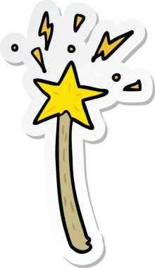 Bir insan tarafından çizilmiş sihirli değnek çıkartması.