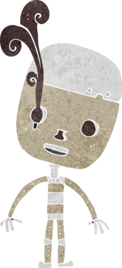 bir insan tarafından çizilmiş üzgün bir robot.