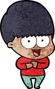 Bir insan tarafından çizilmiş mutlu çizgi film çocuğu.