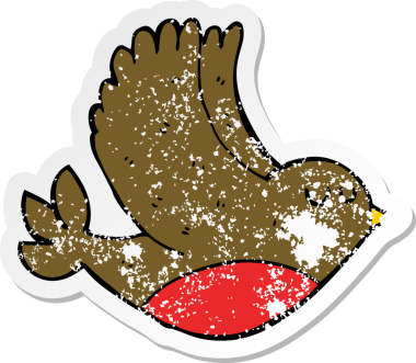 Bir insan tarafından çizilmiş uçan bir karikatür çıkartması.