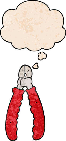 Bir insan tarafından çizilmiş grunge doku tarzında düşünce baloncuğu olan çizgi film pensesi.