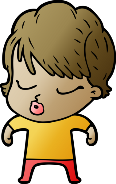 Bir insan tarafından çizilmiş gözleri kapalı çizgi film kadını.