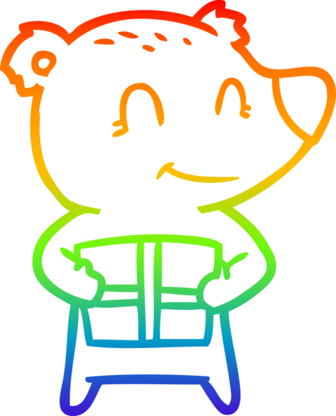 Bir insan tarafından çizilmiş bir kutup ayısının gökkuşağı gradyanı çizimi