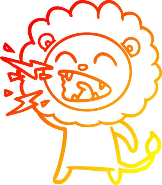 Bir insan tarafından çizilen kükreyen bir aslanın sıcak çizgi çizimi