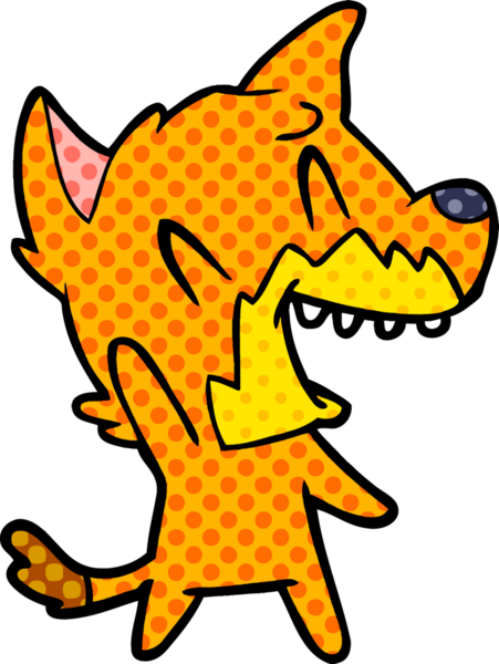 Bir insan tarafından çizilmiş tilki çizgi film karakteri