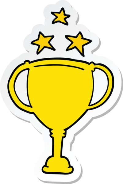 Bir insan tarafından çizilmiş bir karikatür spor kupasının çıkartması.