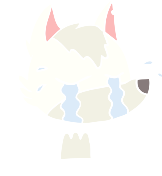 Bir insan tarafından çizilmiş düz renkli ağlayan kurt resmi.