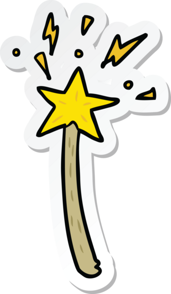 Bir insan tarafından çizilmiş sihirli değnek çıkartması.