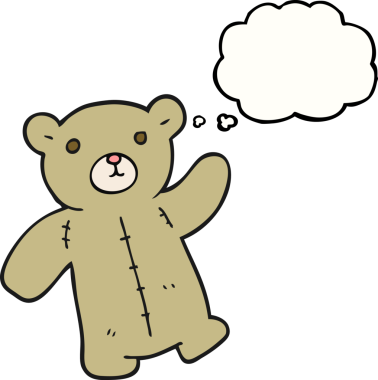 Bir insan tarafından çizilmiş serbest çizim balon karikatür oyuncak ayısı.