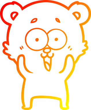 Bir insan tarafından çizilmiş gülen oyuncak ayının sıcak çizgi çizimi.