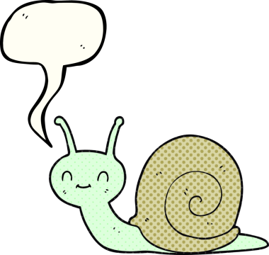 El yazısıyla çizilmiş çizgi roman konuşma balonu karikatürü bir insan tarafından çizilmiş şirin salyangoz.