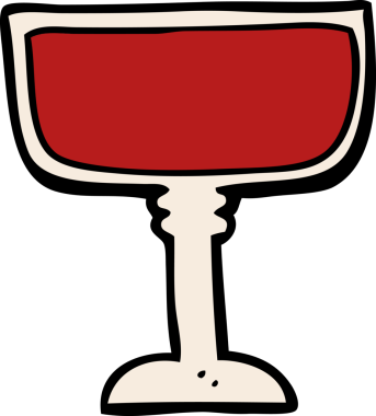 Bir insan tarafından çizilmiş şarap kadehi.