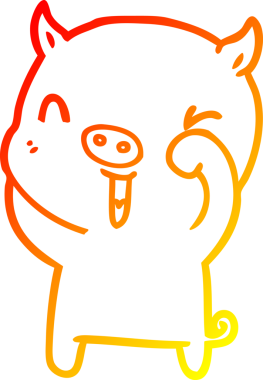 Bir insan tarafından çizilmiş mutlu çizgi film domuzu çizimi.