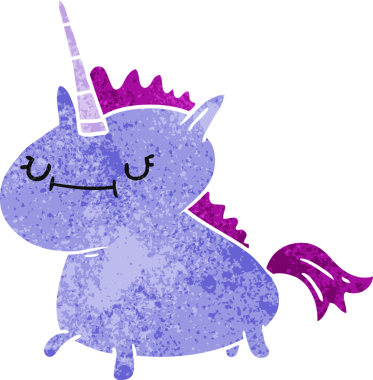 Bir insan tarafından çizilmiş sihirli tek boynuzlu atın retro karalaması.