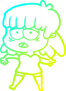 Bir insan tarafından çizilmiş, karikatür çizen yorgun bir kadın.