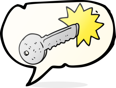 Bir insan tarafından çizilmiş serbest konuşma balonu çizgi film kapı anahtarı