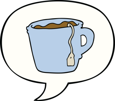 Bir insan tarafından çizilmiş sıcak çay fincanı.