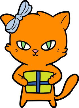 Bir insan tarafından çizilmiş sevimli çizgi film kedisi.