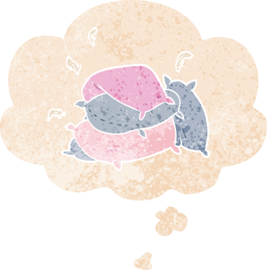 Düşünce baloncuklu çizgi film yastıkları grunge sıkıntılı eski moda bir insan tarafından çizilmiş