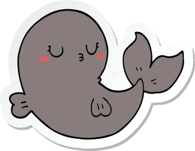 Bir insan tarafından çizilmiş şirin bir balinanın çıkartması.