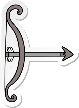 Bir insan tarafından çizilmiş bir yay ve okun el çizimi karikatürü.