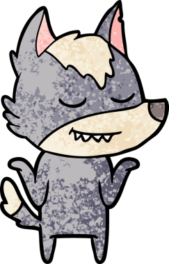 Bir insan tarafından çizilmiş dost canlısı bir kurt.