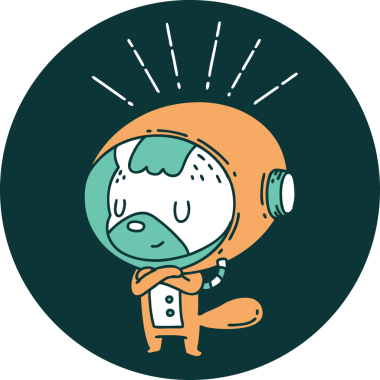 Bir insan tarafından çizilmiş astronot kostümlü dövme tarzı bir hayvanın simgesi.