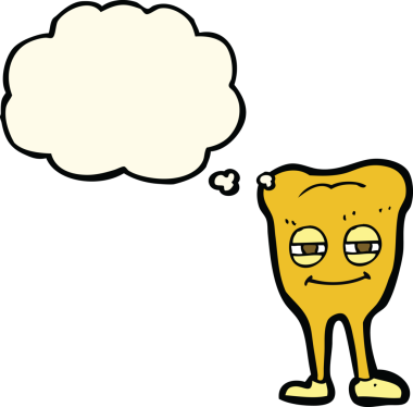 Bir insan tarafından çizilmiş düşünce kabarcığıyla gülümseyen bir çizgi film.