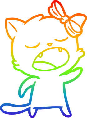 Bir insan tarafından miyavlanan çizgi bir kedinin çizimi.