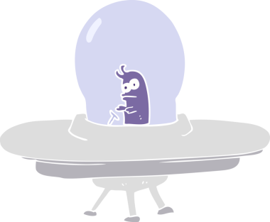 Bir insan tarafından çizilen uçan dairenin düz renk çizimi