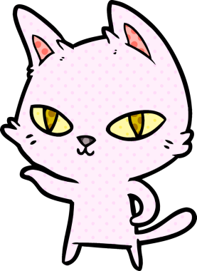 Bir insan tarafından çizilmiş çizgi film kedisi.