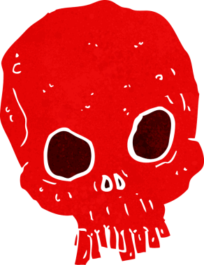 Bir insan tarafından çizilmiş ürkütücü bir kafatası.