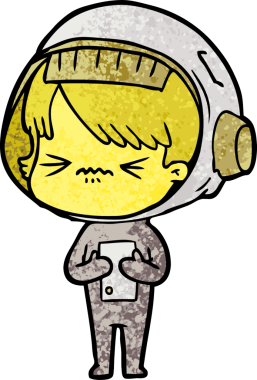 Bir insan tarafından çizilmiş kızgın uzay kızı.