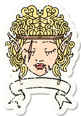 Retro Dövme Tarzı Elf Barbar karakter yüzü Bir insan tarafından çizilmiş pankartıyla