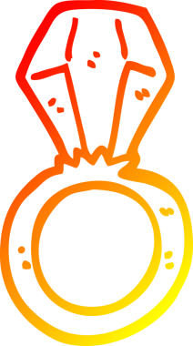 Bir insan tarafından çizilmiş çizgi film nişan yüzüğünün sıcak gradyanı.