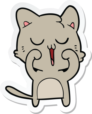 Bir insan tarafından çizilmiş çizgi film kedisinin çıkartması.